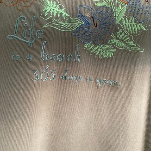 Tommy Bahama's Button Down Shirt 100% Silk "life is a beach, 365 a year" Size L - Picture 6 of 6